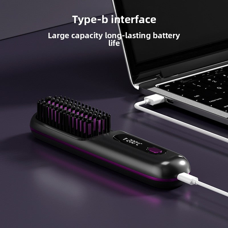 Rechargeable Wireless Hair Straightening Comb with LCD Display