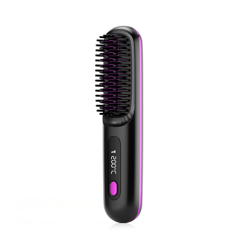 Rechargeable Wireless Hair Straightening Comb with LCD Display