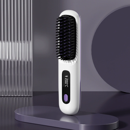 Rechargeable Wireless Hair Straightening Comb with LCD Display