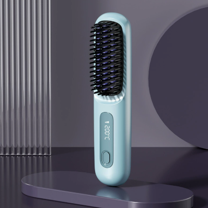 Rechargeable Wireless Hair Straightening Comb with LCD Display