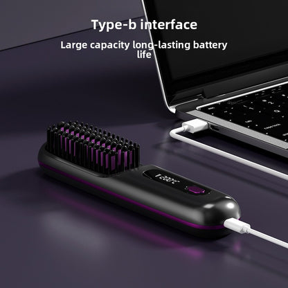 Rechargeable Wireless Hair Straightening Comb with LCD Display
